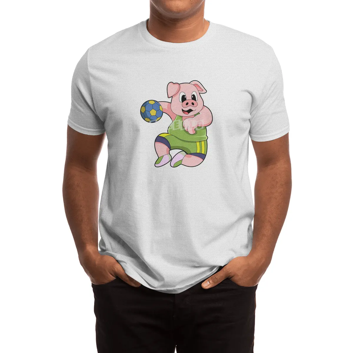Pig as Handball player with Handball Spor T-Shirt