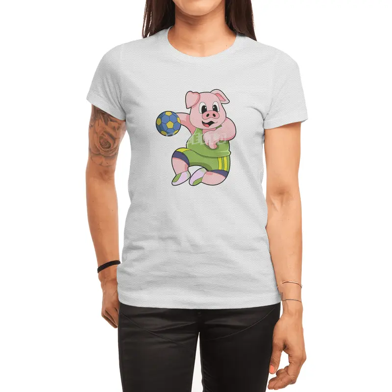 Pig as Handball player with Handball Spor T-Shirt