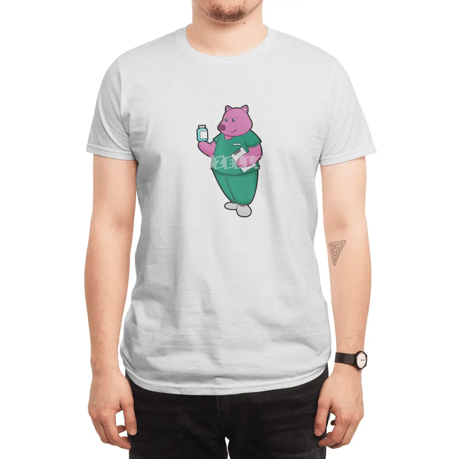 Pig as Nurse with Medicine Spor T-Shirt