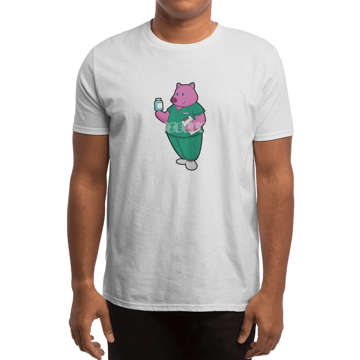Pig as Nurse with Medicine Spor T-Shirt