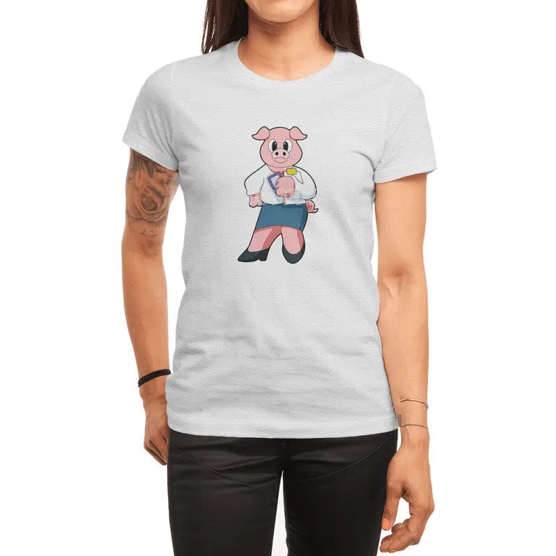 Pig as Secretary with Skirt Spor T-Shirt