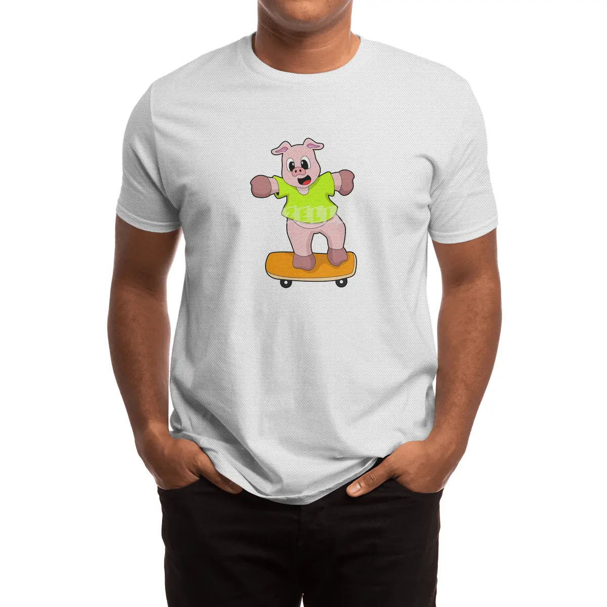 Pig as Skater on Skateboard Spor T-Shirt