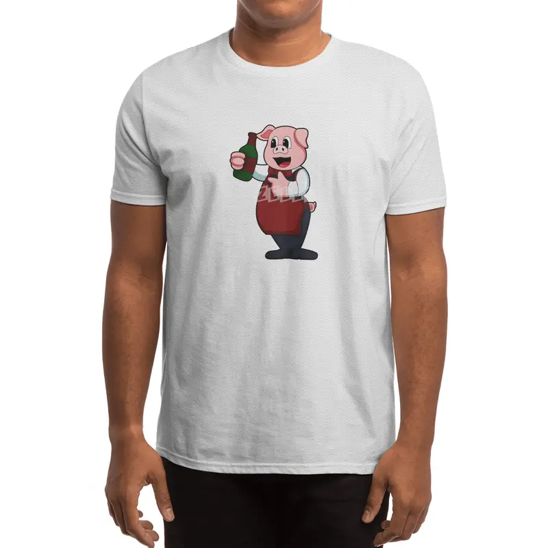 Pig as Waiter with Bottle of Red wine Spor T-Shirt