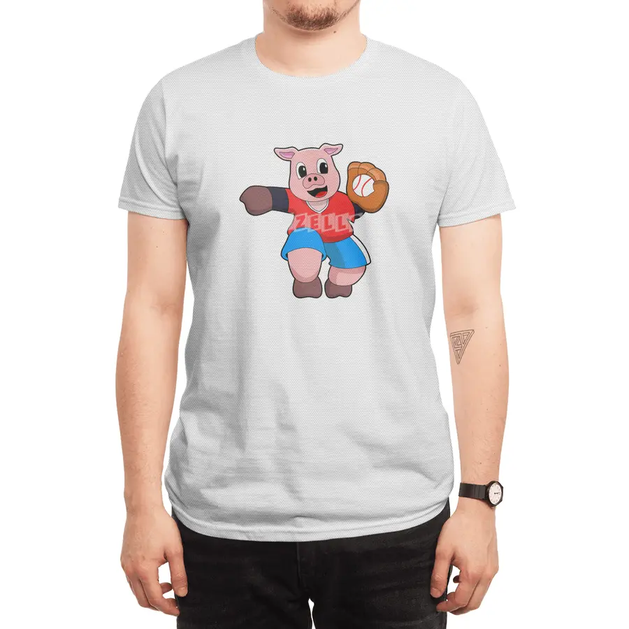 Pig at Baseball with Baseball glove Spor T-Shirt