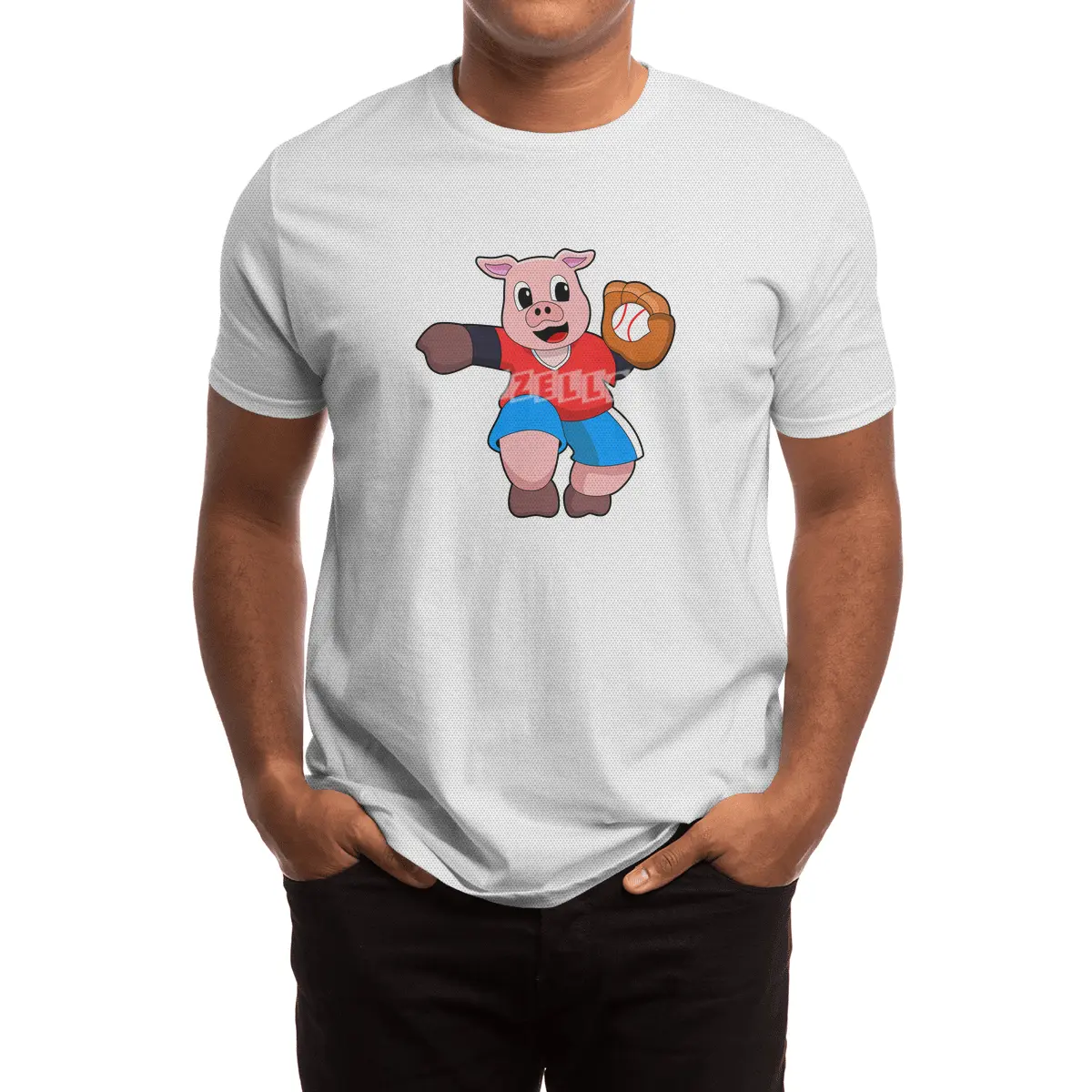Pig at Baseball with Baseball glove Spor T-Shirt