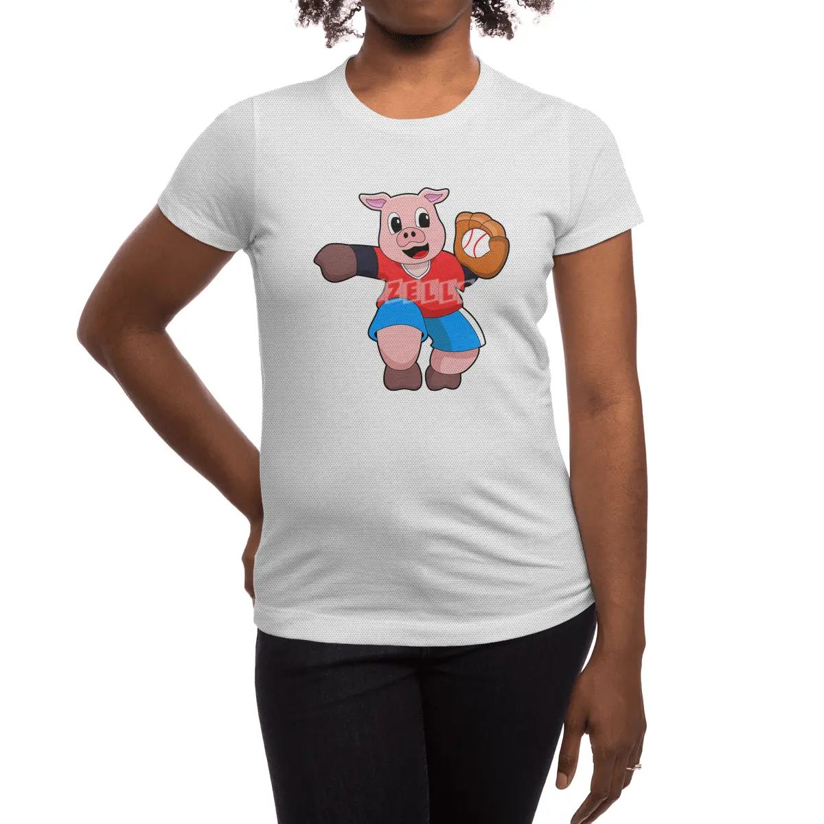 Pig at Baseball with Baseball glove Spor T-Shirt
