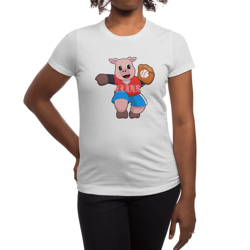 Pig at Baseball with Baseball glove Spor T-Shirt