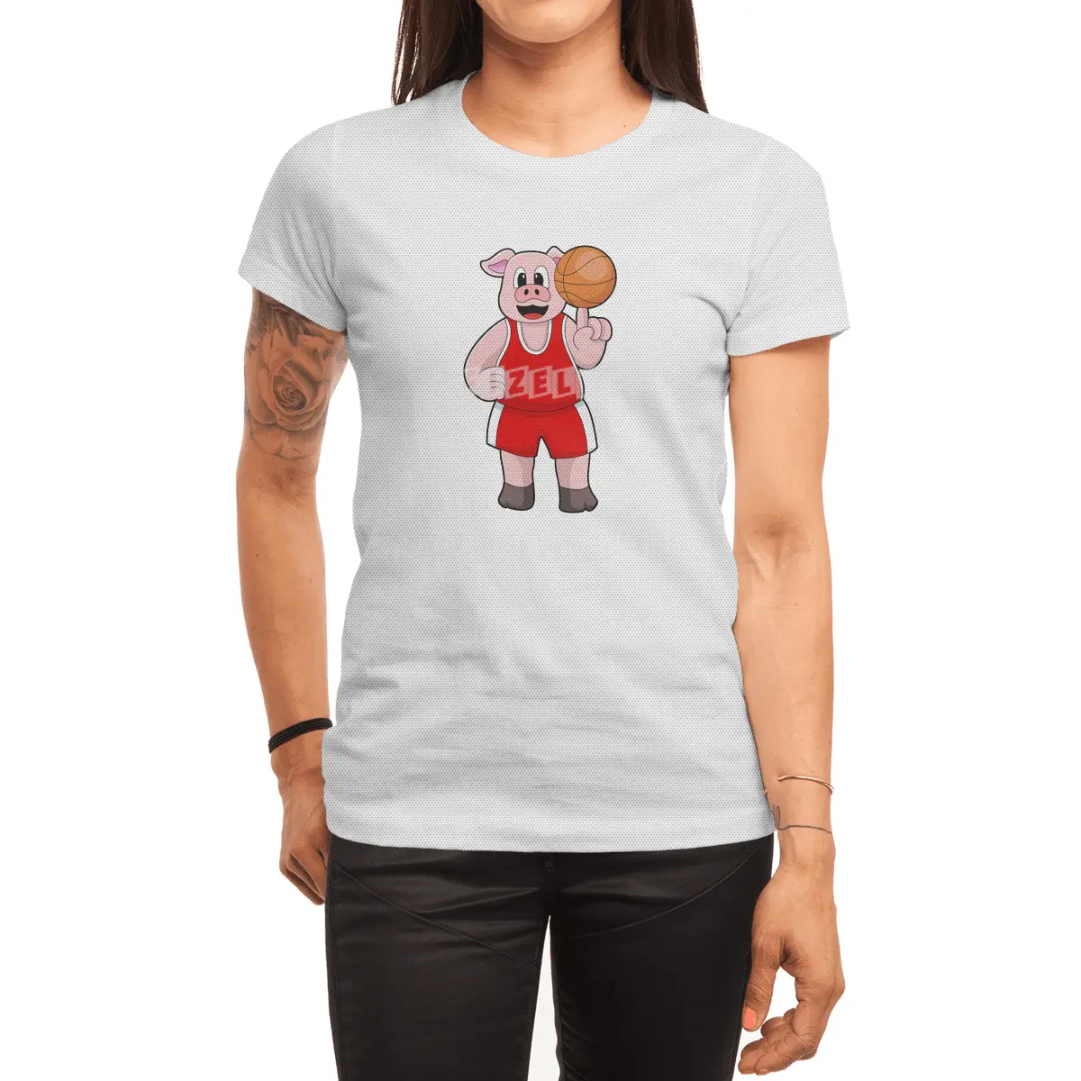 Pig at Basketball Sports Spor T-Shirt