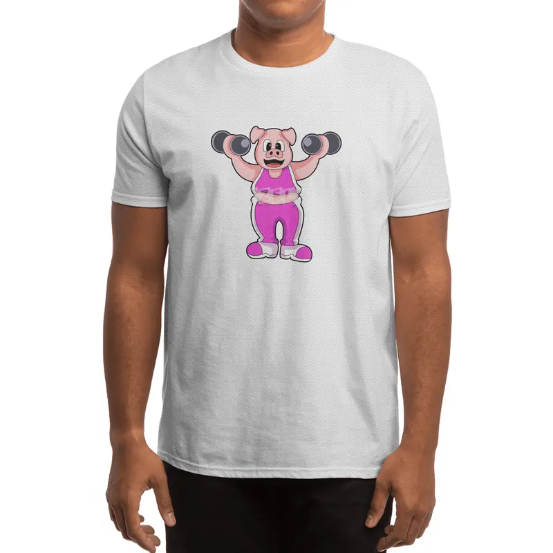 Pig at Bodybuilding with Dumbbells Spor T-Shirt