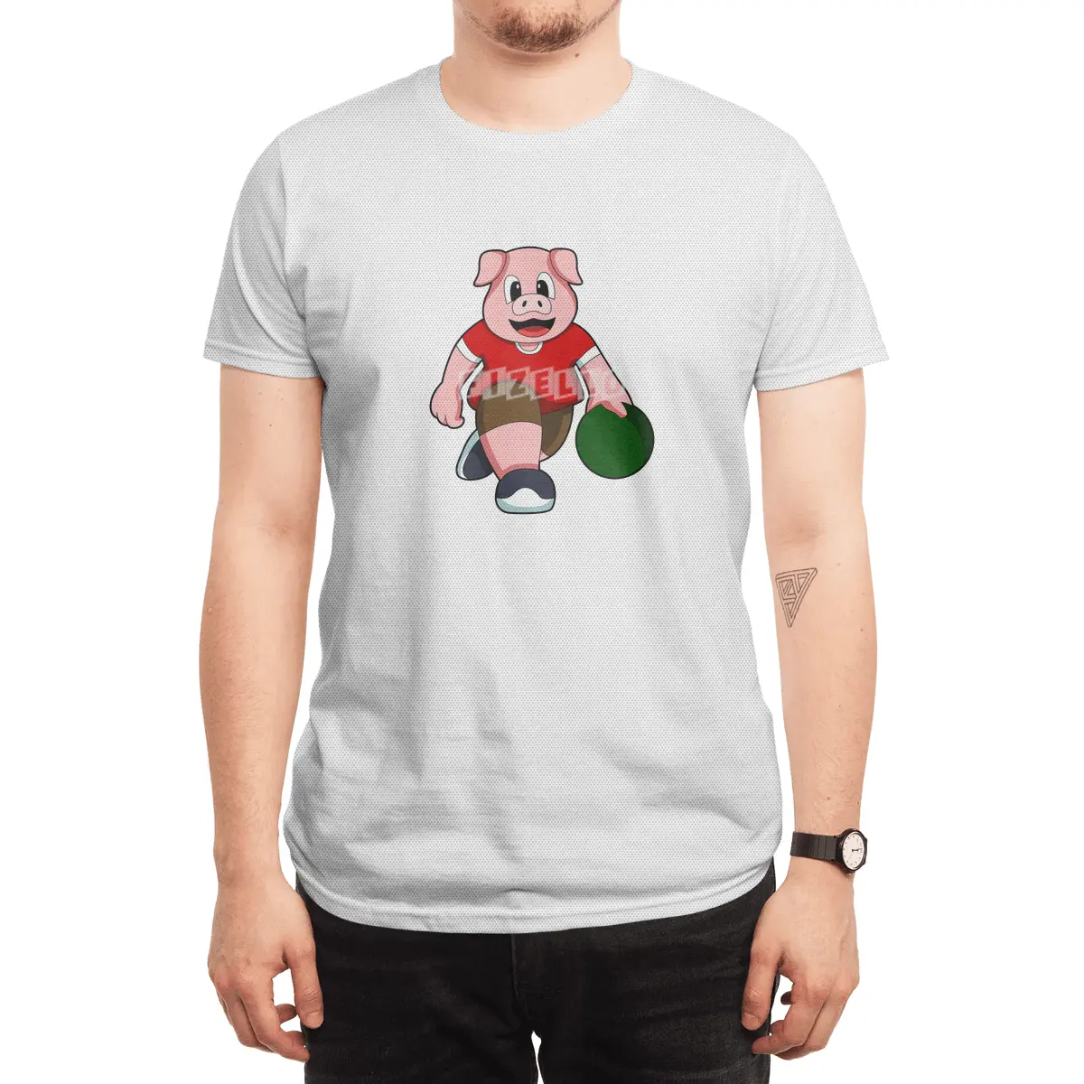 Pig at Bowling with Bowling ball Spor T-Shirt