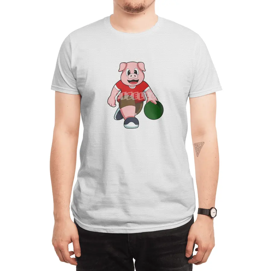 Pig at Bowling with Bowling ball Spor T-Shirt