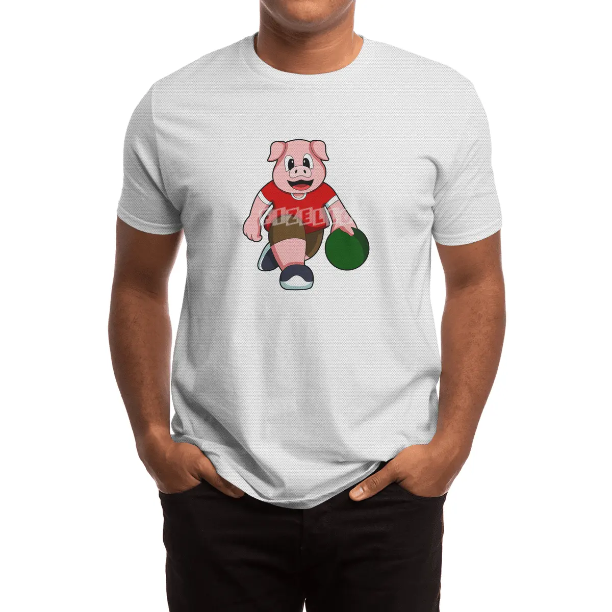 Pig at Bowling with Bowling ball Spor T-Shirt