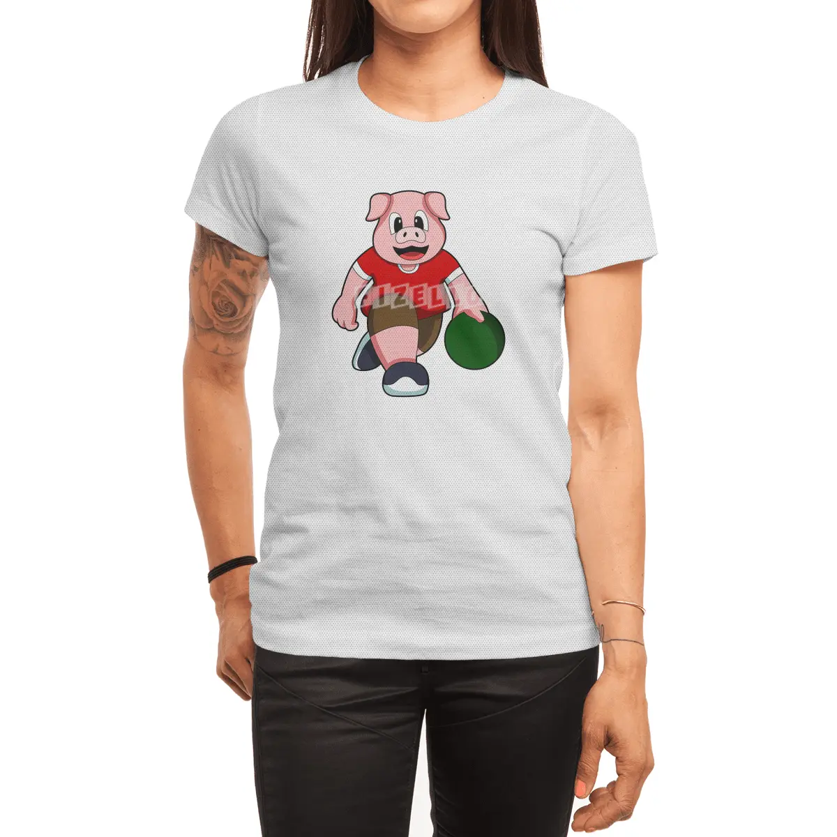 Pig at Bowling with Bowling ball Spor T-Shirt