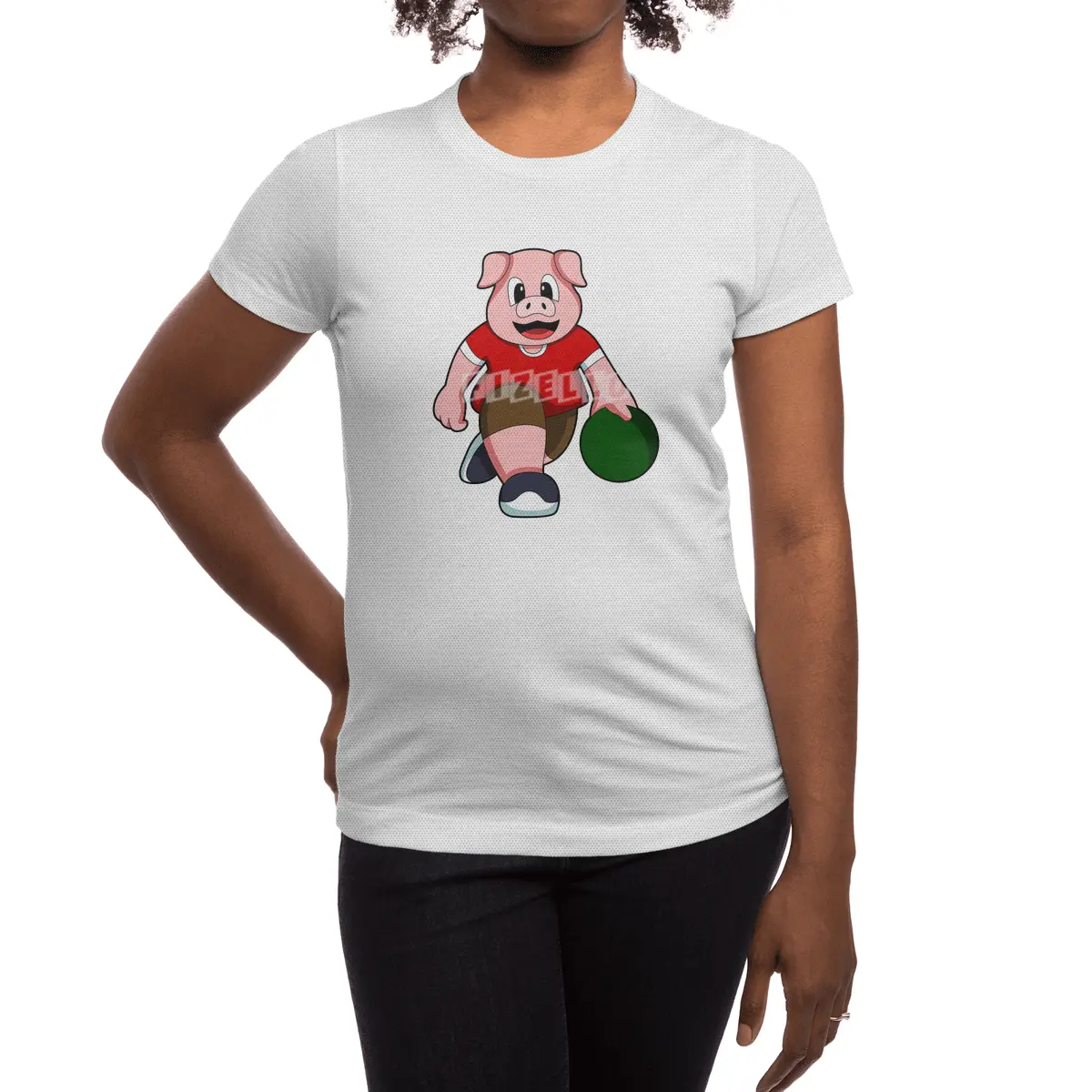 Pig at Bowling with Bowling ball Spor T-Shirt