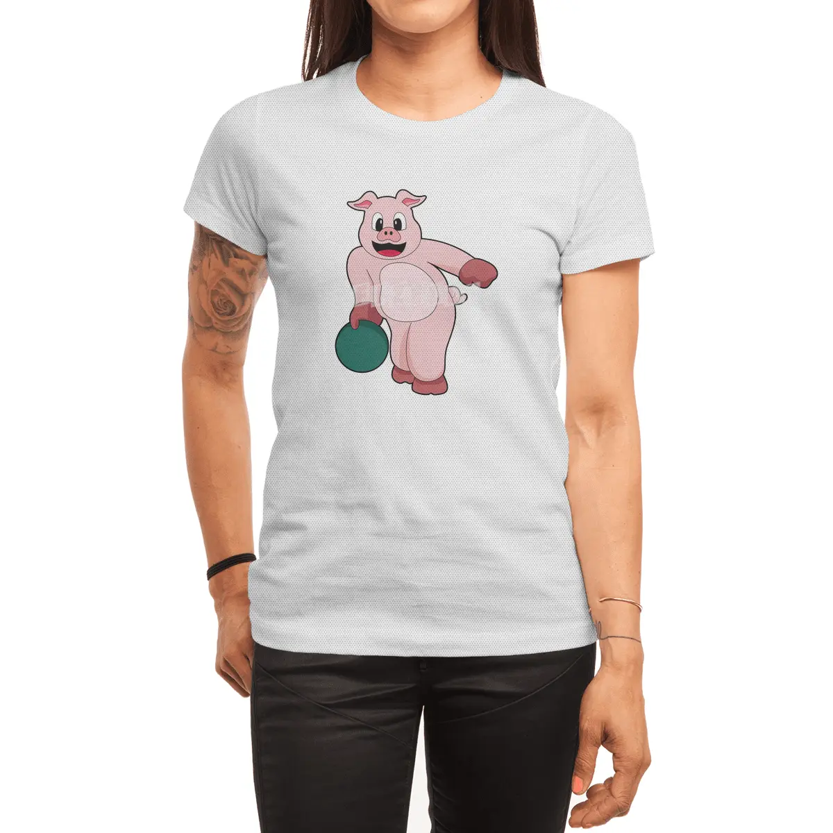 Pig at Bowling with Bowling ball Spor T-Shirt