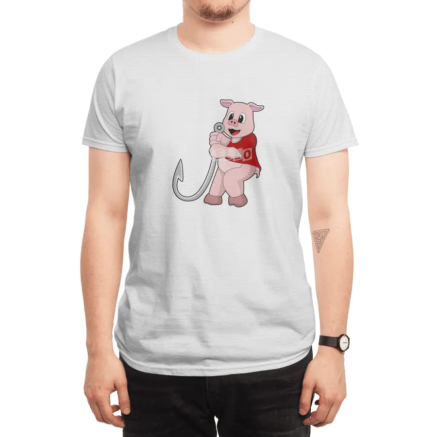 Pig at Fishing with Fish hook Spor T-Shirt