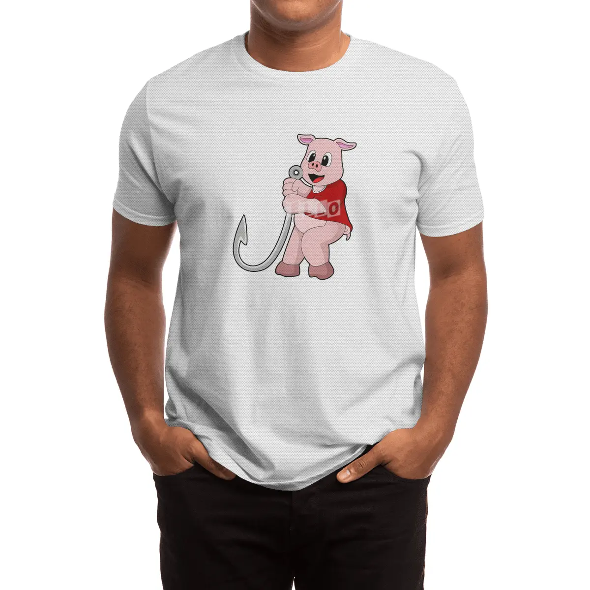 Pig at Fishing with Fish hook Spor T-Shirt