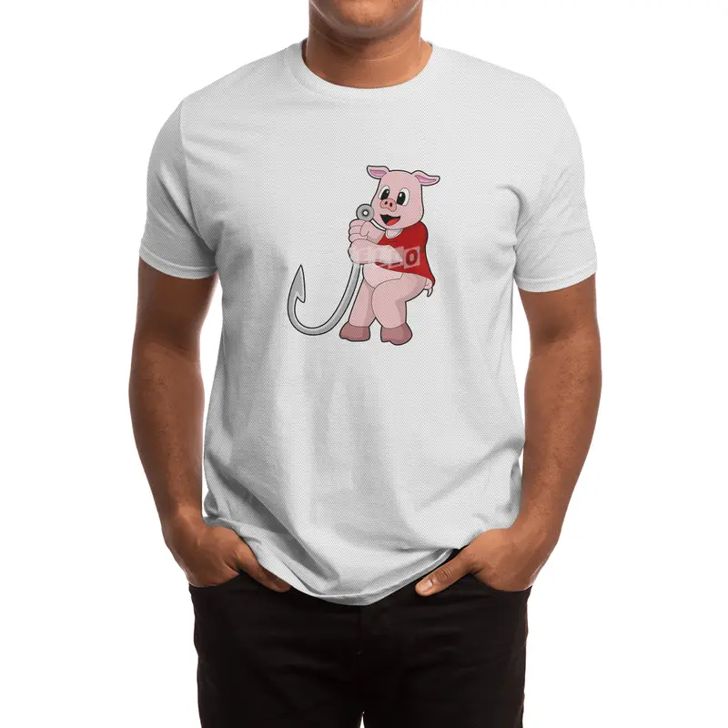 Pig at Fishing with Fish hook Spor T-Shirt