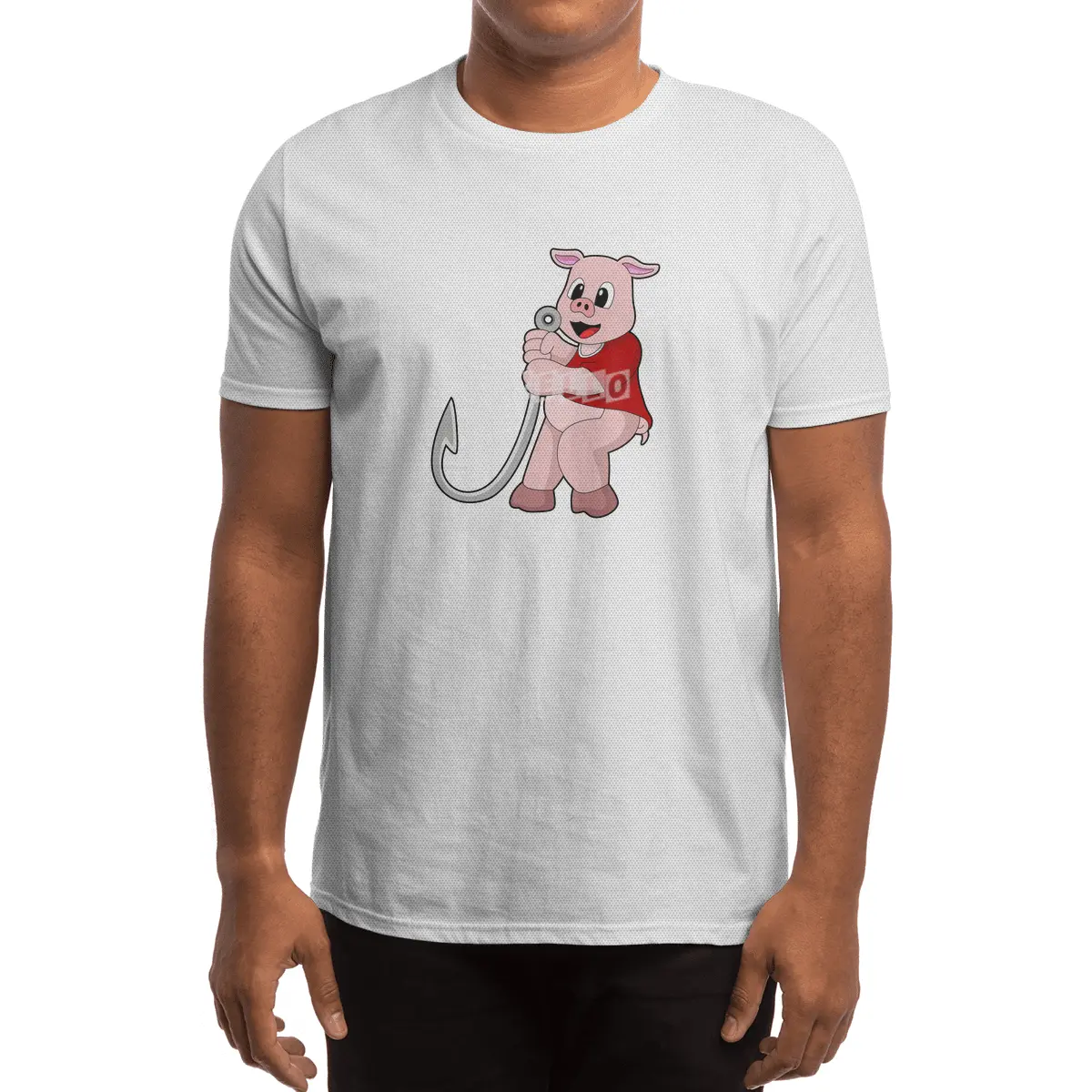Pig at Fishing with Fish hook Spor T-Shirt
