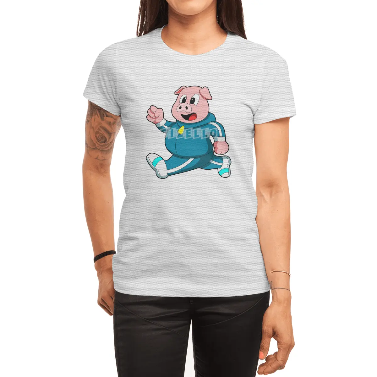 Pig at Fitness - Jogging with Jogging suit Spor T-Shirt