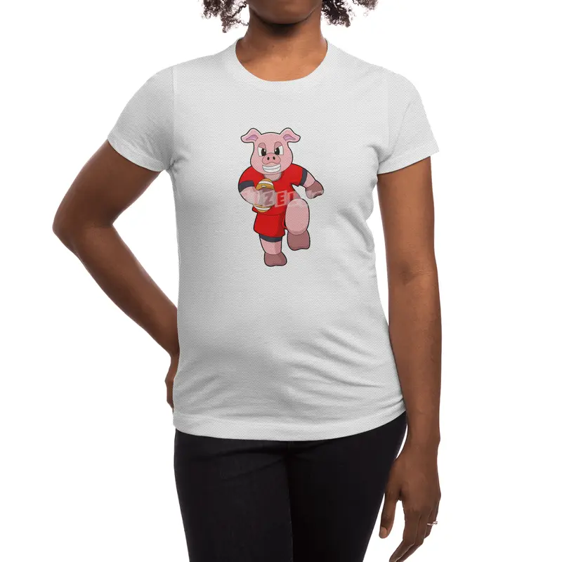 Pig at Football Sports Spor T-Shirt