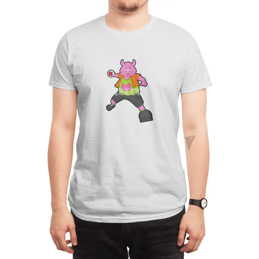 Pig at Handball player with Handball Spor T-Shirt