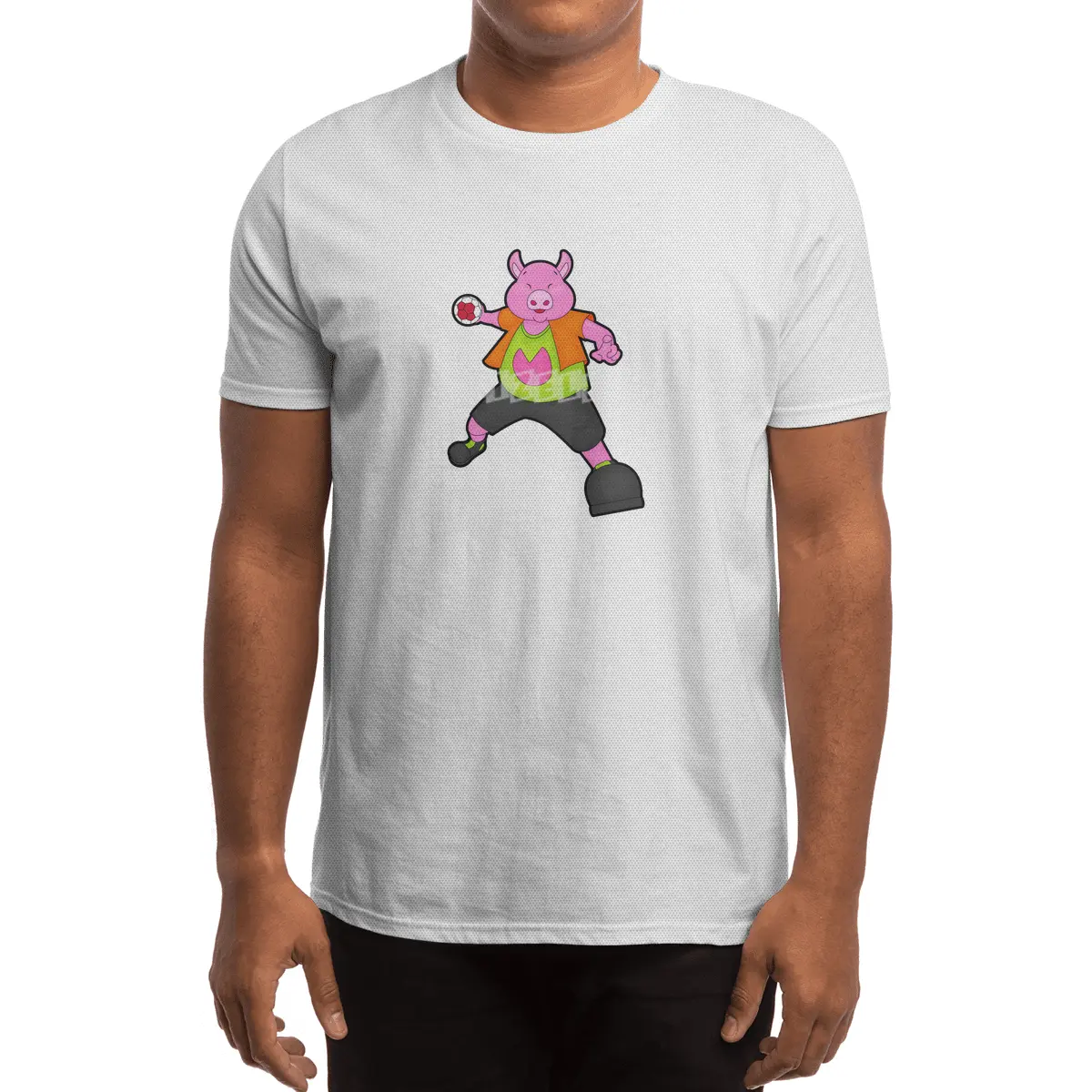 Pig at Handball player with Handball Spor T-Shirt