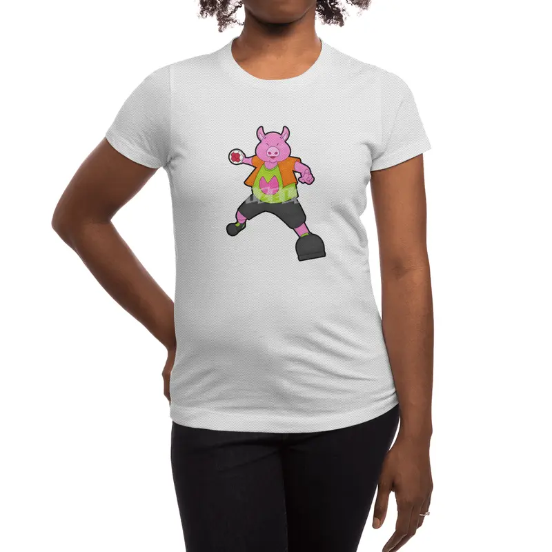 Pig at Handball player with Handball Spor T-Shirt