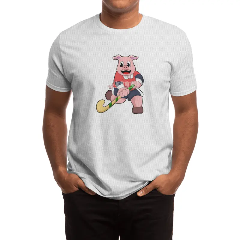 Pig at Hockey with Hockey bat Spor T-Shirt