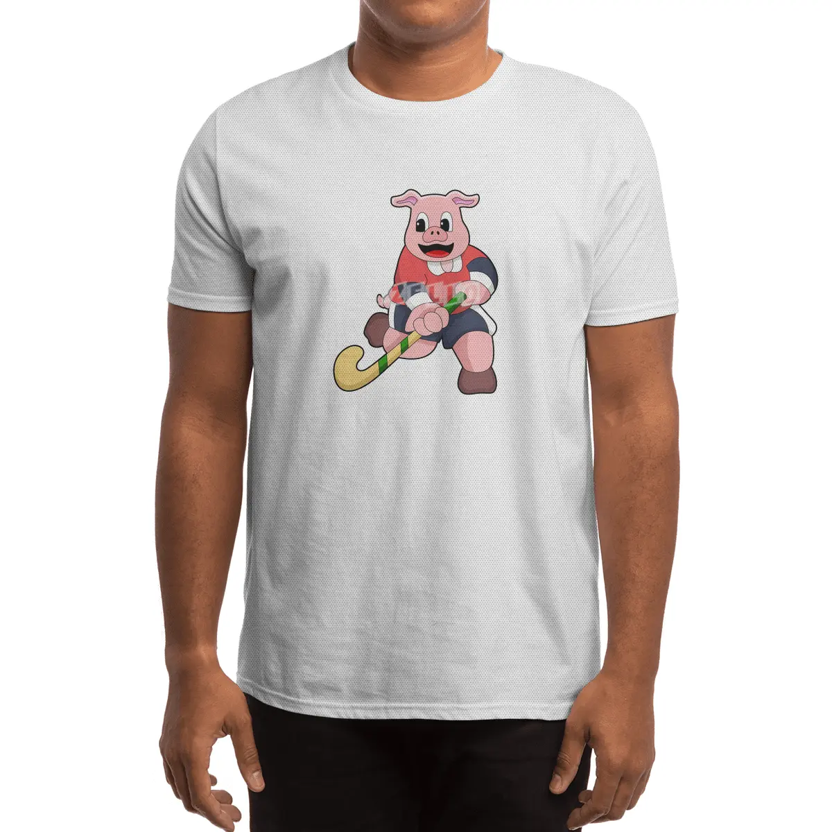 Pig at Hockey with Hockey bat Spor T-Shirt