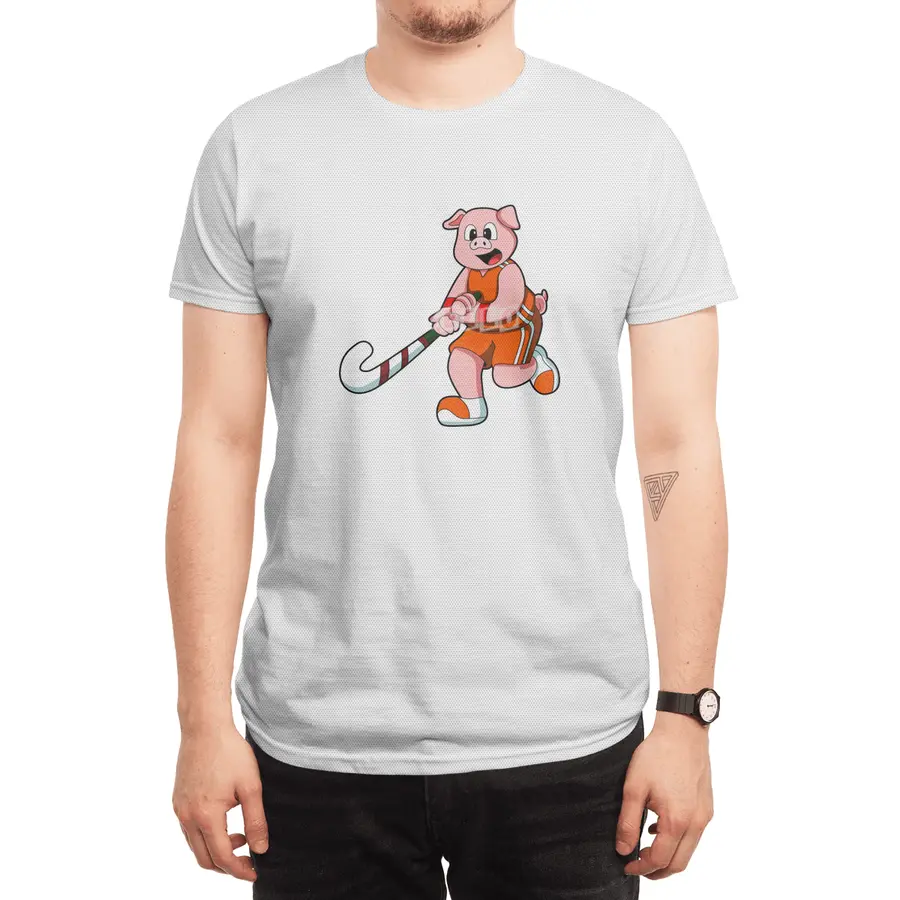 Pig at Hockey with Hockey stick Spor T-Shirt