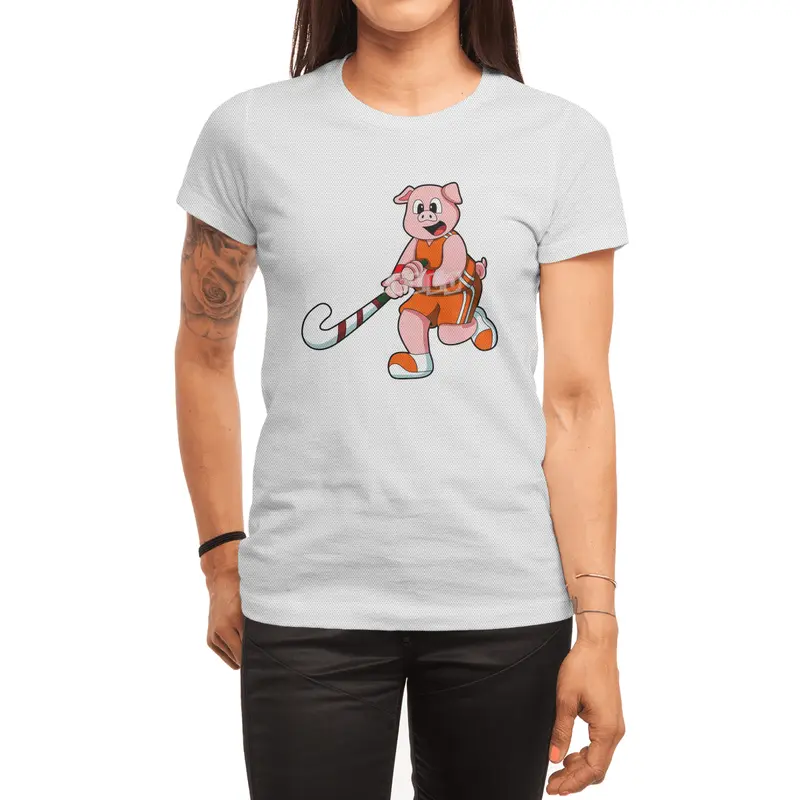 Pig at Hockey with Hockey stick Spor T-Shirt