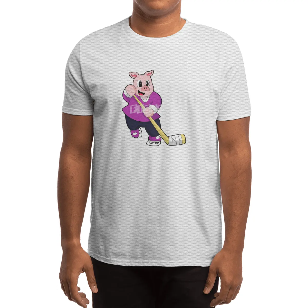 Pig at Ice hockey with Ice hockey stick Spor T-Shirt