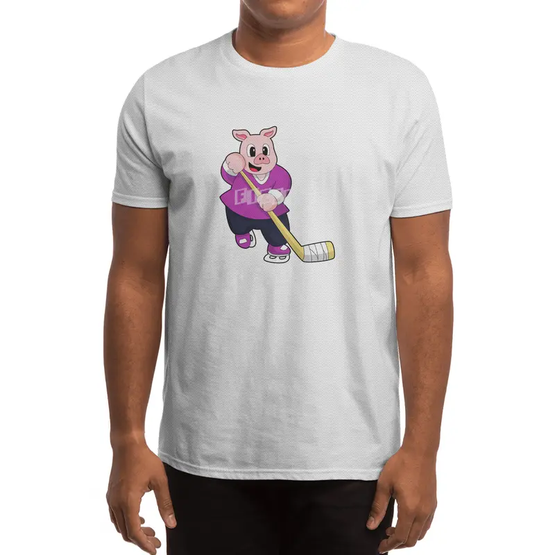 Pig at Ice hockey with Ice hockey stick Spor T-Shirt
