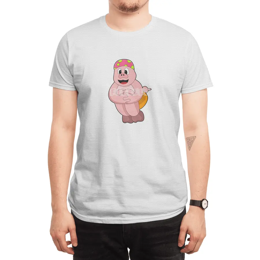 Pig at Jumping into Water Spor T-Shirt