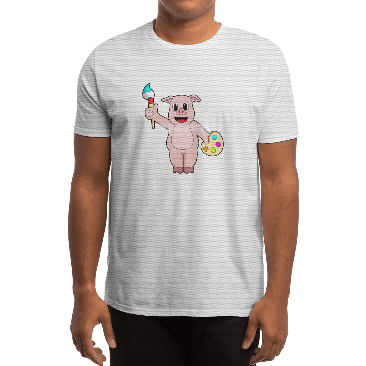 Pig at Painting with Brush & Colour Spor T-Shirt
