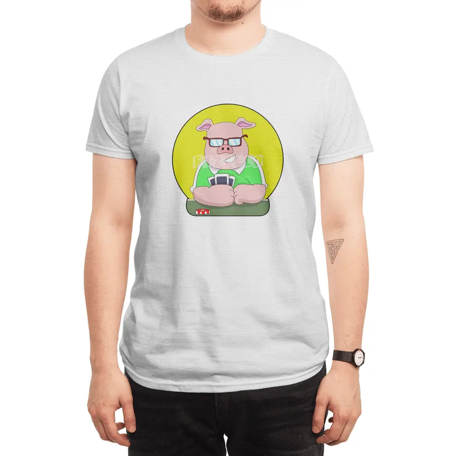 Pig at Poker with Cards Spor T-Shirt