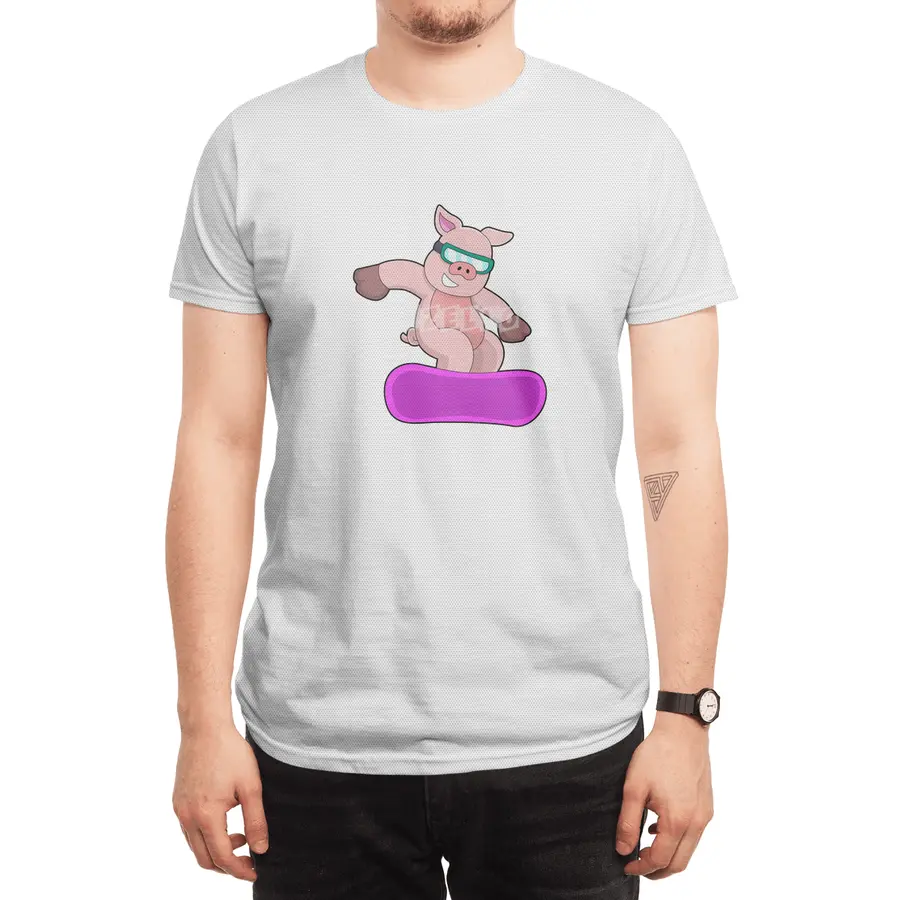 Pig at Snowboard Sports & Ski goggles Spor T-Shirt