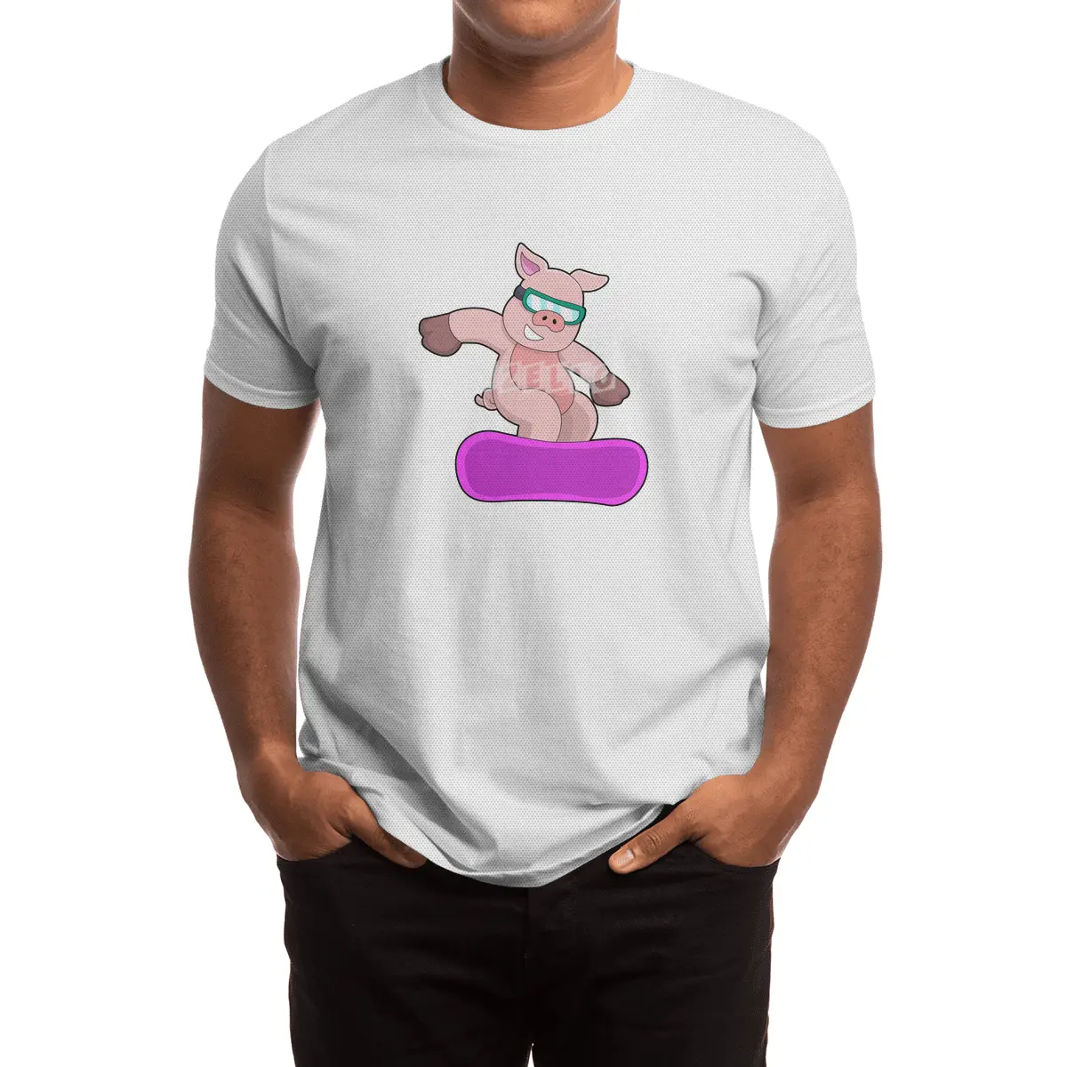 Pig at Snowboard Sports & Ski goggles Spor T-Shirt