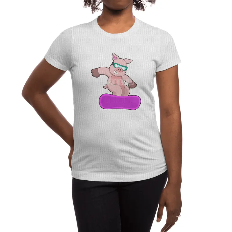 Pig at Snowboard Sports & Ski goggles Spor T-Shirt