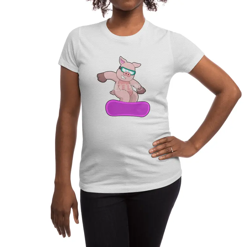 Pig at Snowboard Sports & Ski goggles Spor T-Shirt