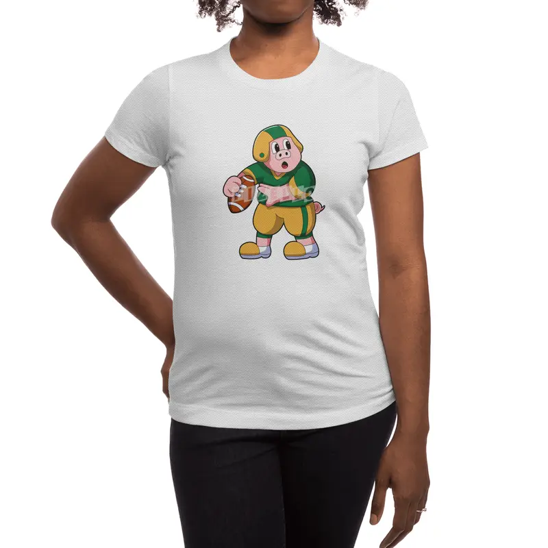 Pig at Sports with Football & Helmet Spor T-Shirt