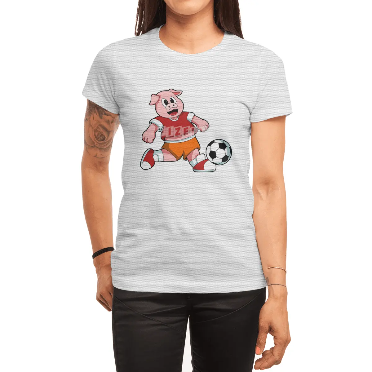 Pig at Sports with Soccer Spor T-Shirt
