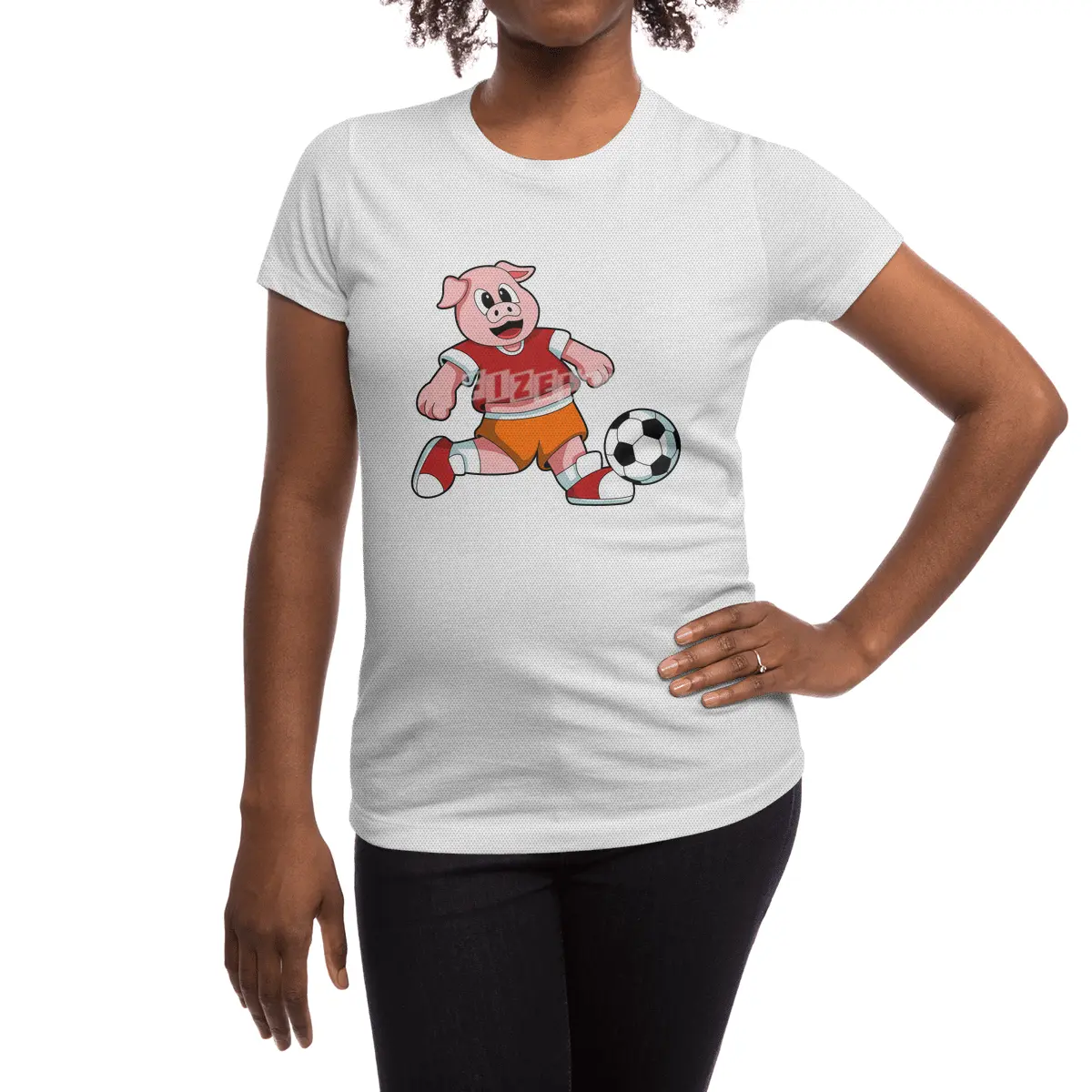 Pig at Sports with Soccer Spor T-Shirt