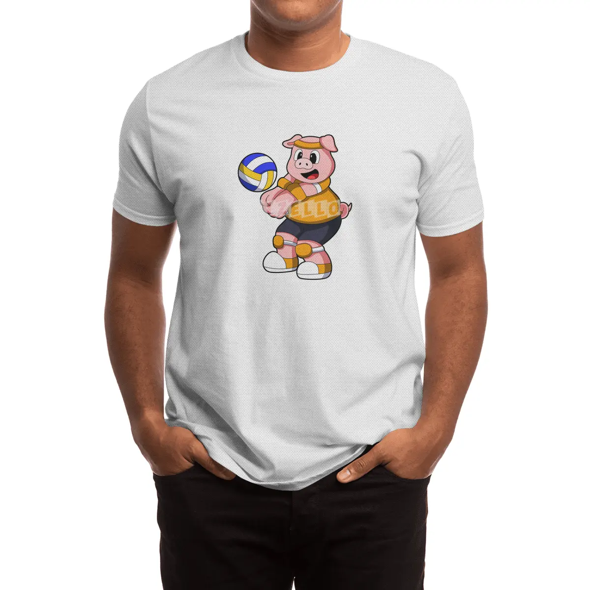 Pig at Sports with Volleyball Spor T-Shirt