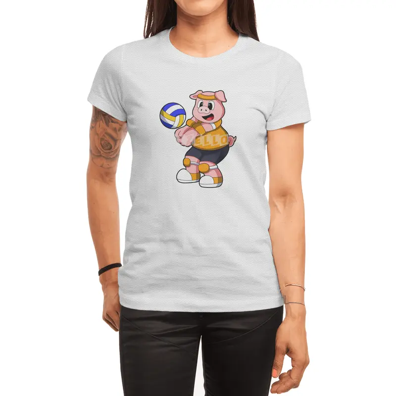 Pig at Sports with Volleyball Spor T-Shirt