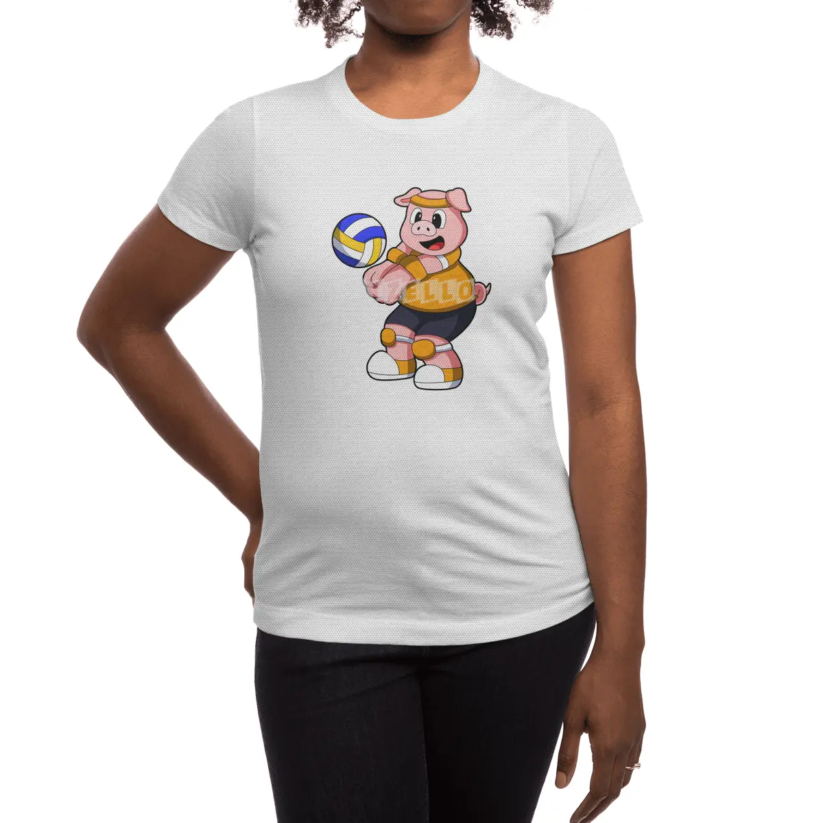Pig at Sports with Volleyball Spor T-Shirt