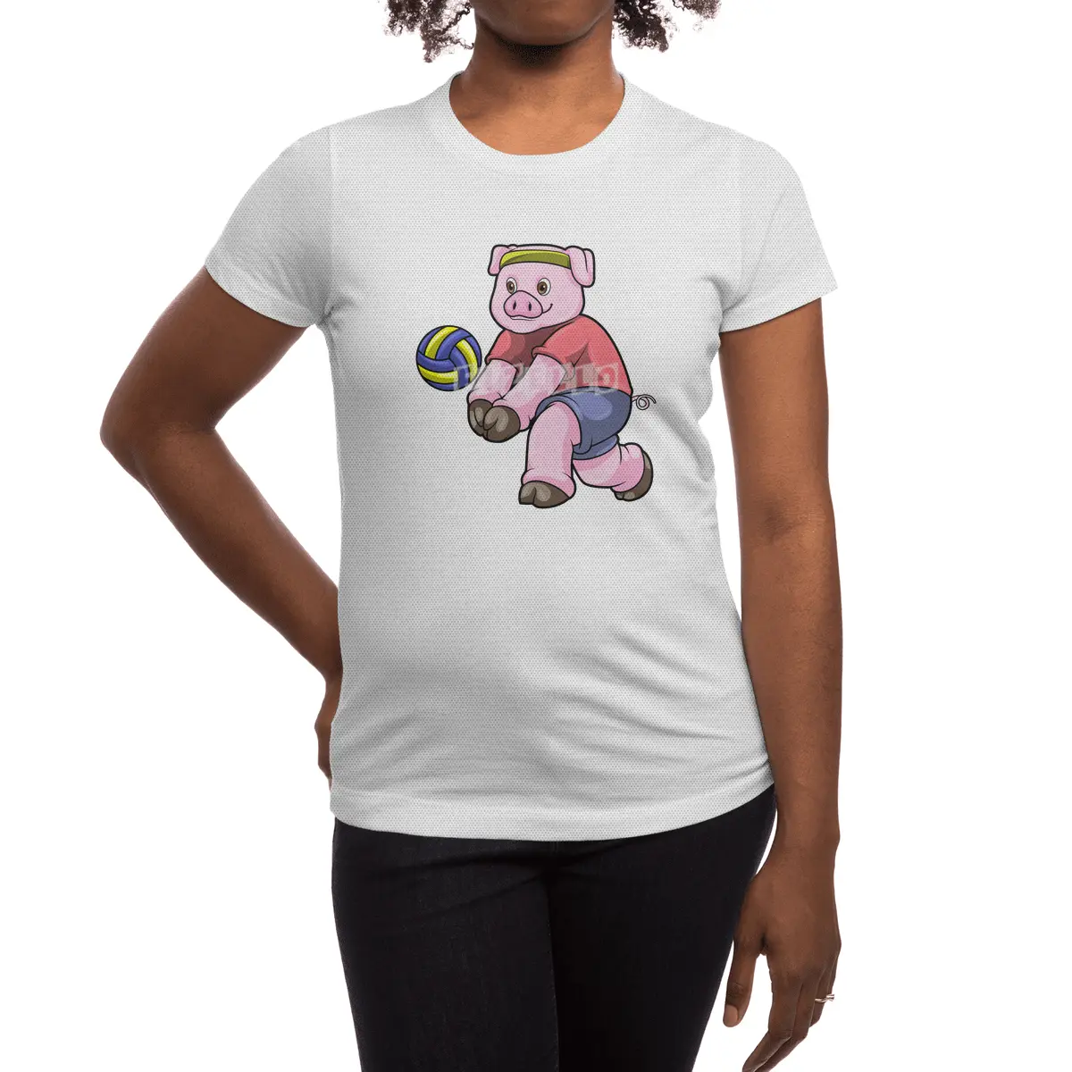 Pig at Sports with Volleyball Spor T-Shirt