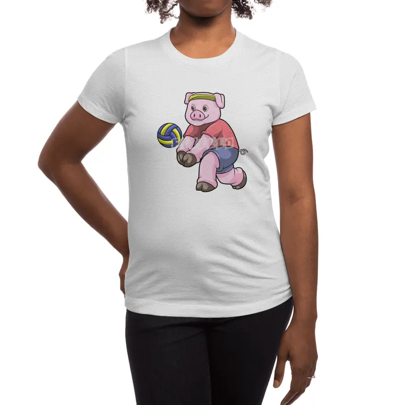 Pig at Sports with Volleyball Spor T-Shirt