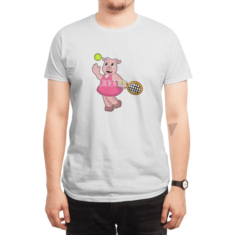 Pig at Tennis with Tennis racket Spor T-Shirt